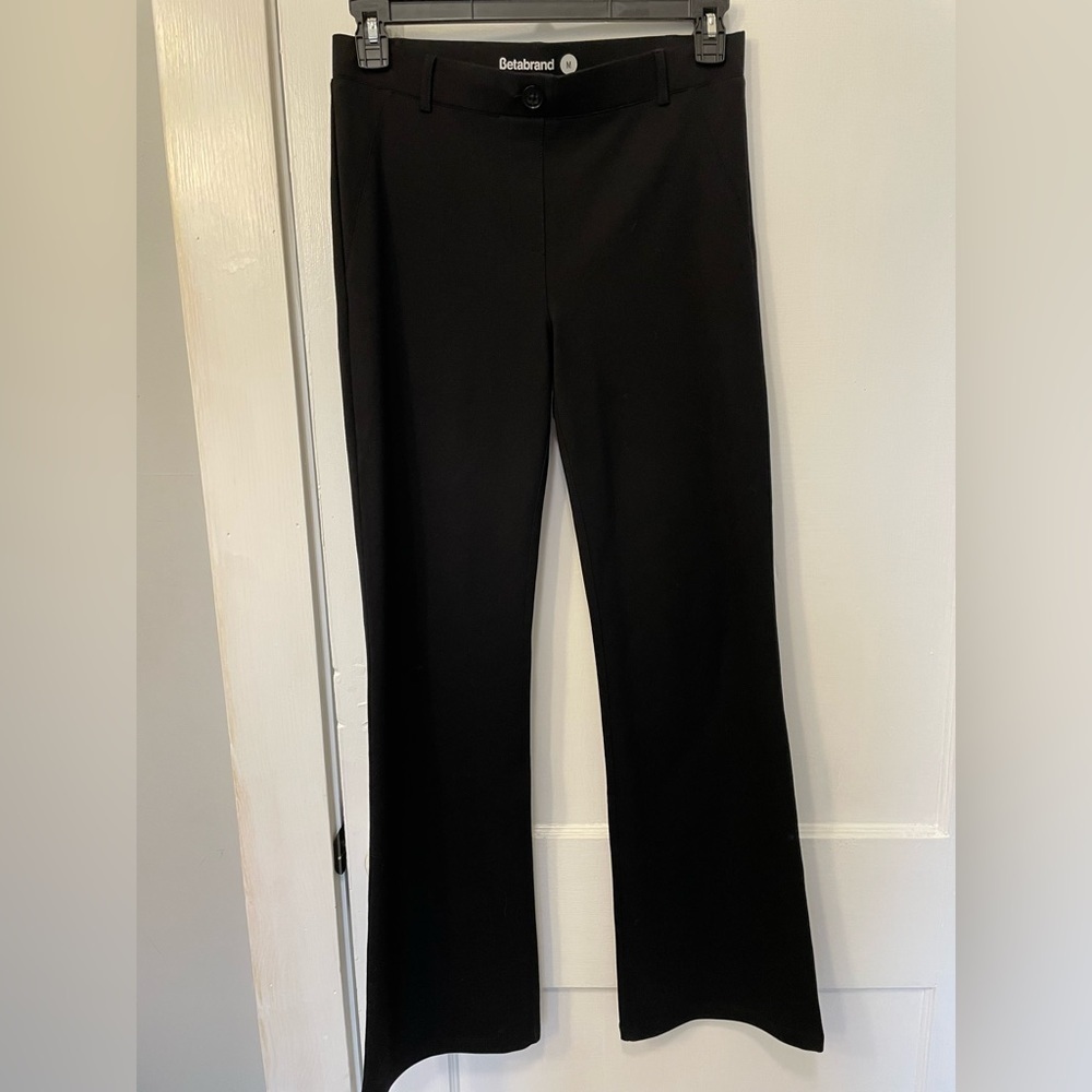Betabrand Boot-Cut Classic Dress Pant Yoga Pants Black Medium Regular Length